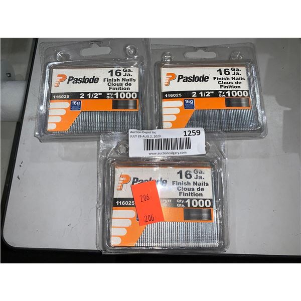 Paslode 16ga Finishing Nails 2 1/2" x 1000 Lot of 3 Packages