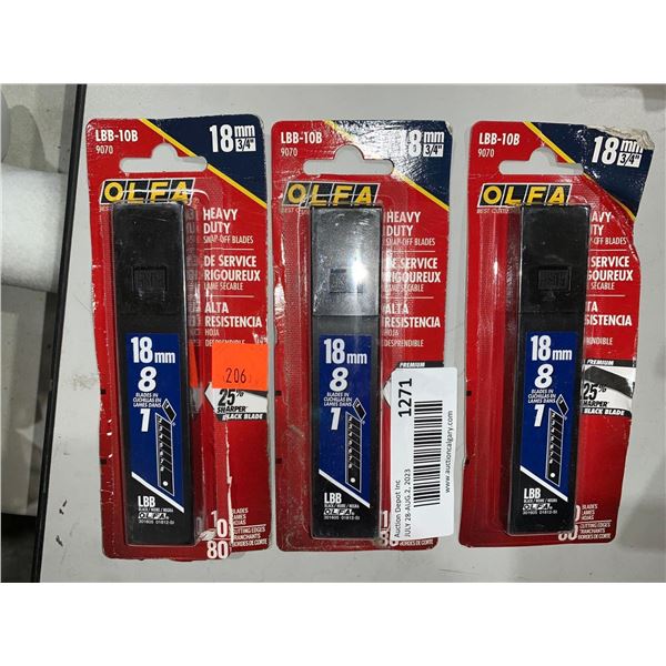 OLFA Heavy Duty Snap Off Blades 18mm x's 3 Packages