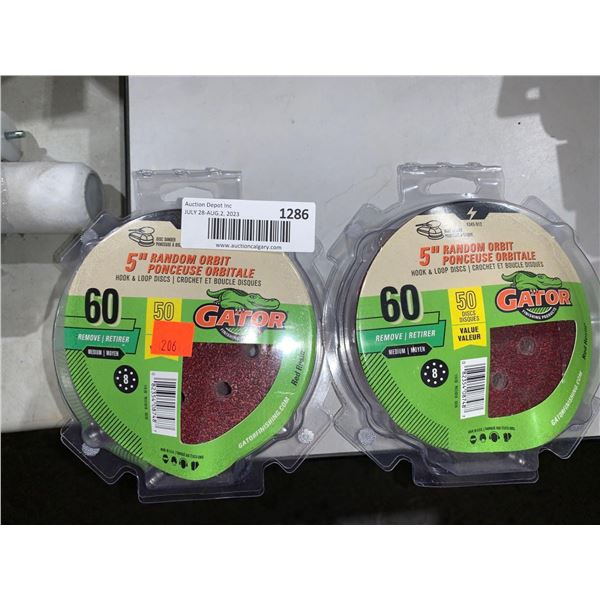 Gatot 5" Random Orbit Hook & Loop Discs Medium 50 Discs Lot of 2 Packages