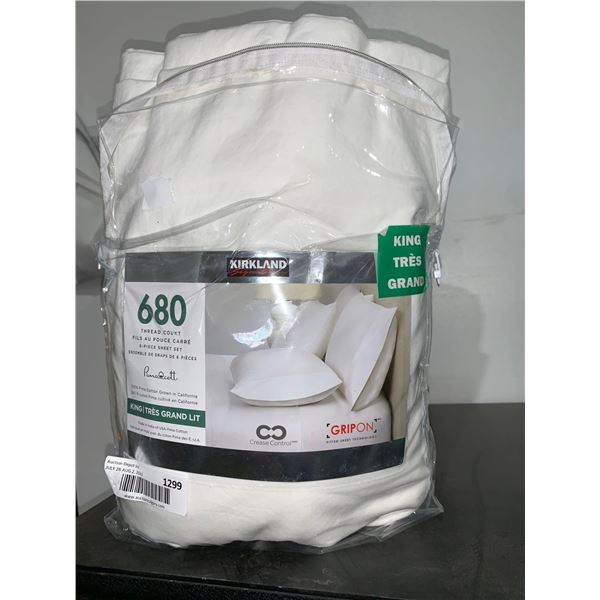 Kirkland 680 Thread Count 6 Pc Sheet Set King Size White