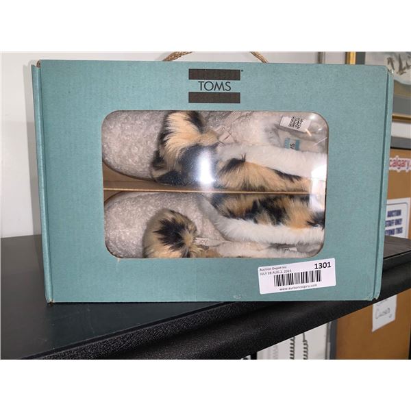 Toms Celeste Natural Faux Shearling / Leopard Womans 7.5