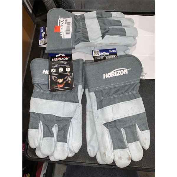 Lot of 3 - Horizon Men's Leather Work Gloves - Size XL