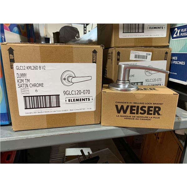 Lot of 6 Weiser Dummy Door Handles - Satin Chrome