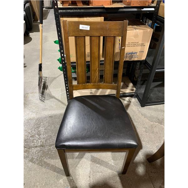 Lot of 4  Wood & Leather Like Upholstery Dining Chairs