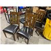 Image 5 : Lot of 4  Wood & Leather Like Upholstery Dining Chairs