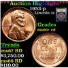 ***Auction Highlight*** 1953-p Lincoln Cent 1c Graded GEM++ RD By USCG (fc)