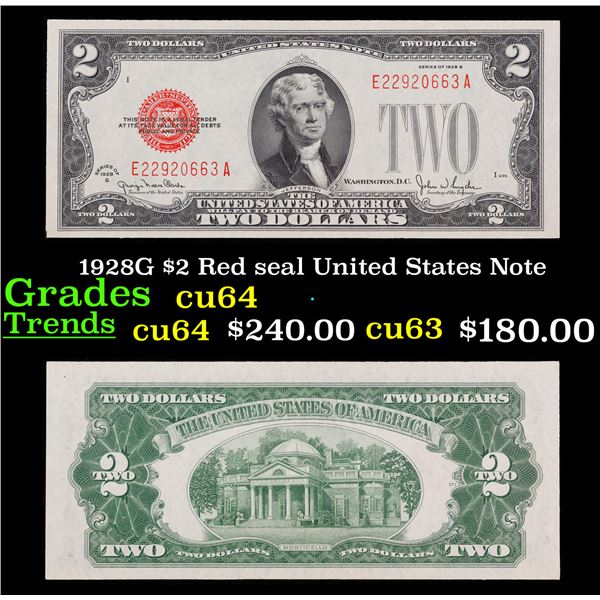 1928G $2 Red seal United States Note Grades Choice CU