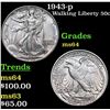 Image 1 : 1943-p Walking Liberty Half Dollar 50c Grades Choice Unc