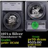 Image 1 : Proof 1971-s Silver Eisenhower Dollar $1 Graded pr69+ DCAM By SEGS