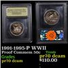 Image 1 : Proof 1991-1995-P WWII Modern Commem Half Dollar 50c Graded GEM++ Proof Deep Cameo BY USCG