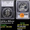 Proof 1974-s Silver Eisenhower Dollar $1 Graded pr69+ DCAM By SEGS