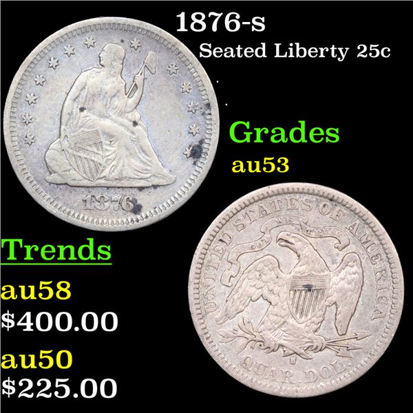 1876-s Seated Liberty Quarter 25c Grades Select AU