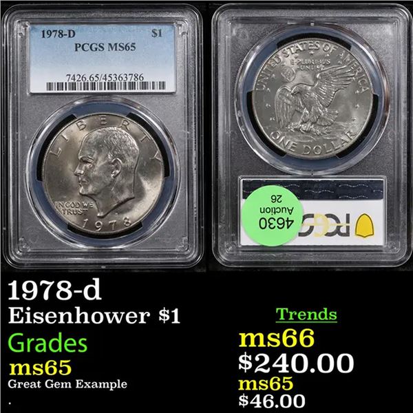 PCGS 1978-d Eisenhower Dollar $1 Graded ms65 By PCGS