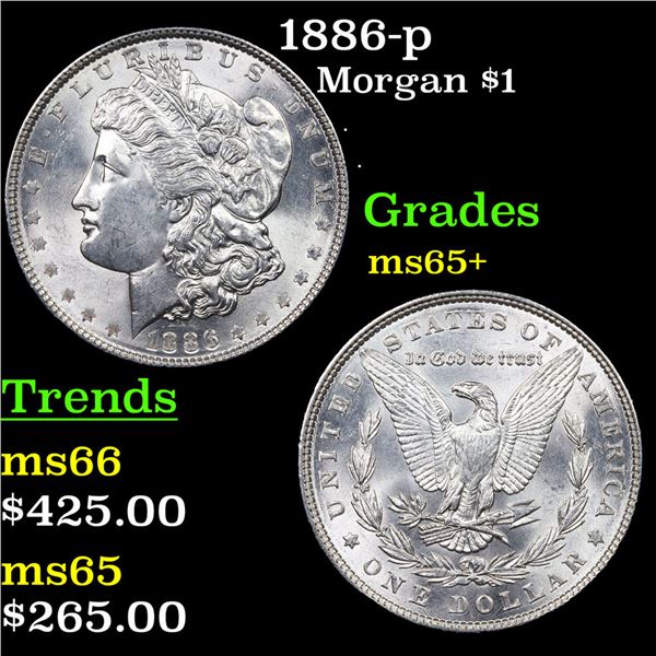 1886-p Morgan Dollar $1 Grades GEM+ Unc