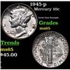 Image 1 : 1945-p Mercury Dime 10c Grades GEM Unc