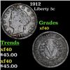1912 Liberty Nickel 5c Grades xf