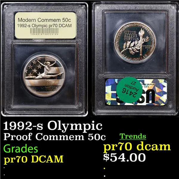 Proof 1992-s Olympic Modern Commem Half Dollar 50c Graded GEM++ Proof Deep Cameo By USCG