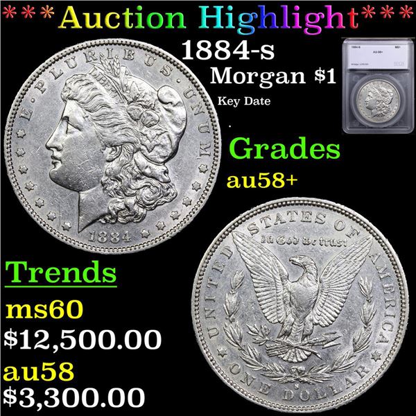***Auction Highlight*** 1884-s Morgan Dollar $1 Graded au58+ By SEGS (fc)