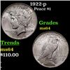 Image 1 : 1922-p Peace Dollar $1 Grades Choice Unc
