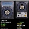 Image 1 : 5c 1945-s Jefferson Nickel 5c Grades GEM+ Unc Graded