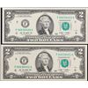 Image 2 : Set of 2 Concecutive 2003 $2 Federal Reserve Notes, Both CU! Grades Choice CU