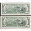 Image 3 : Set of 2 Concecutive 2003 $2 Federal Reserve Notes, Both CU! Grades Choice CU