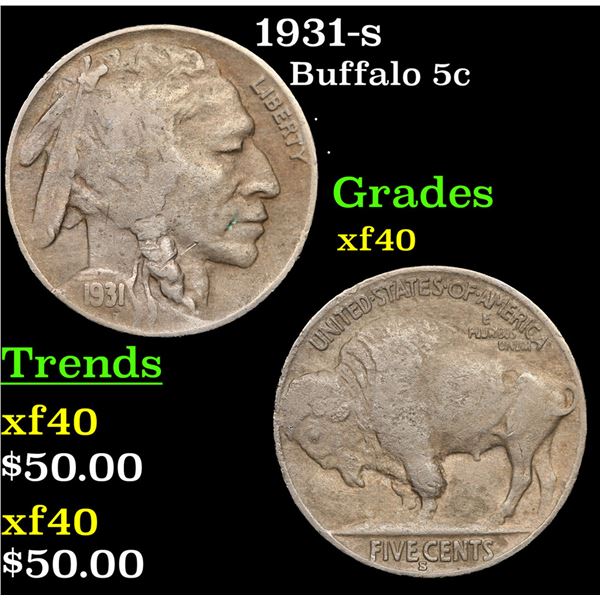 1931-s Buffalo Nickel 5c Grades xf