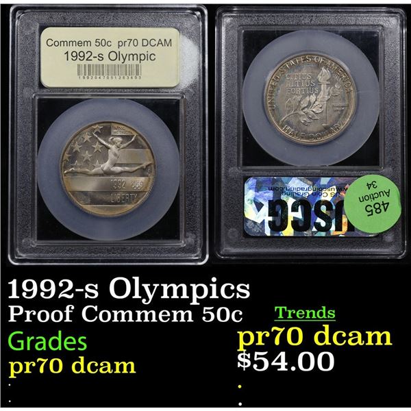 Proof 1992-s Olympics Modern Commem Half Dollar 50c Graded GEM++ Proof Deep Cameo By USCG