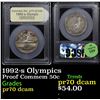 Image 1 : Proof 1992-s Olympics Modern Commem Half Dollar 50c Graded GEM++ Proof Deep Cameo By USCG