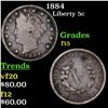 1884 Liberty Nickel 5c Grades f+