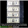 Page of US Currency 4x Silver Certificates 1934D $5, 1934 $10, 1953 $5, 1953 $10 VF/XF