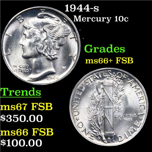 1944-s Mercury Dime 10c Grades GEM++ FSB