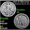 1917-d Obverse Walking Liberty Half Dollar 50c Grades g+