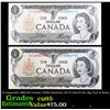 2x Consecutive 1969-1975 Canada 1 Dollar Banknote, All CU Gem P# 85c, Sig. Crow & Bouey Grades Gem C