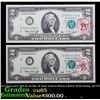 Image 1 : 2x Consecutive 1976 $2 1st Day Of Issue Federal Reserve Notes, With Ctamp, All CU! Grades Gem CU