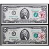 Image 2 : 2x Consecutive 1976 $2 1st Day Of Issue Federal Reserve Notes, With Ctamp, All CU! Grades Gem CU