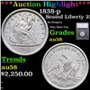 ***Auction Highlight*** 1838-p Seated Liberty Quarter 25c Graded au58 By SEGS (fc)