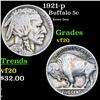 Image 1 : 1921-p Buffalo Nickel 5c Grades vf, very fine