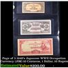 Image 1 : Page of 3 1940's Japanese WWII Occupation Currency (JIM) 10 Centavos, 1 Dollar, 10 Rupees