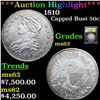 Image 1 : ***Auction Highlight*** 1810 Capped Bust Half Dollar 50c Graded Select Unc BY USCG (fc)