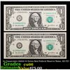 Image 1 : 2x Consecutive 2003A $1 Green Seal Federal Reserve Notes, All CU! Grades Gem+ CU