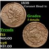 1838 Coronet Head Large Cent 1c Grades f details