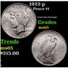 Image 1 : 1922-p Peace Dollar $1 Grades GEM Unc