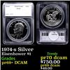 Proof 1974-s Silver Eisenhower Dollar $1 Graded pr69+ DCAM By SEGS
