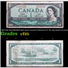 1955-1961 (1954 Modified Hair Issue) Canada $1 Banknote P# 74a, Sig. Beattie & Coyne Grades vf+