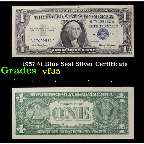 1957 $1 Blue Seal Silver Certificate  Grades vf++