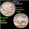 1937-p Buffalo Nickel 5c Grades Choice AU/BU Slider