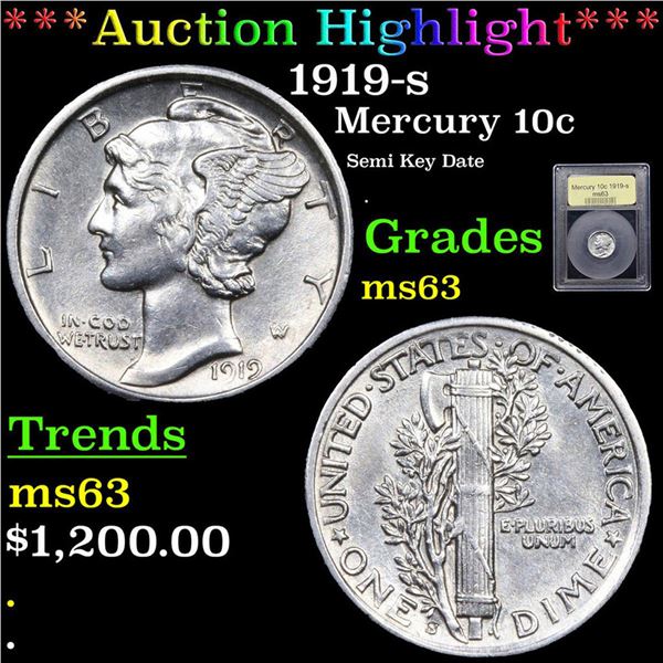 ***Auction Highlight*** 1919-s Mercury Dime 10c Graded Select Unc BY USCG (fc)