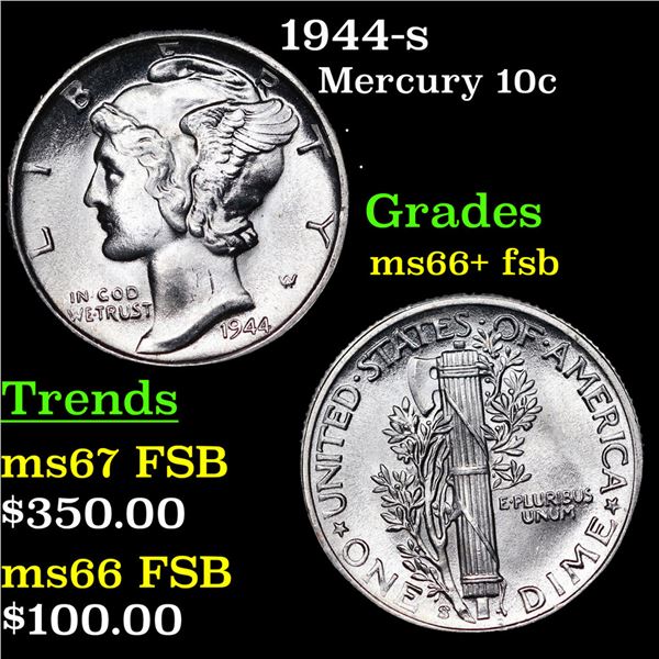 1944-s Mercury Dime 10c Grades GEM++ FSB
