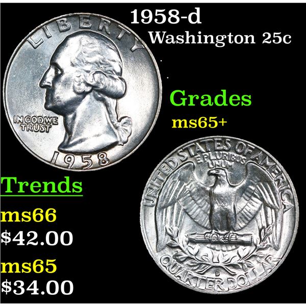 1958-d Washington Quarter 25c Grades GEM+ Unc